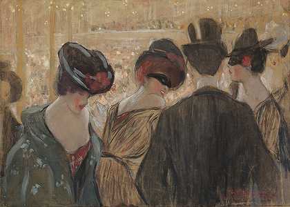 球员，巴黎`Bal Bullier, Paris by Frederick Carl Frieseke