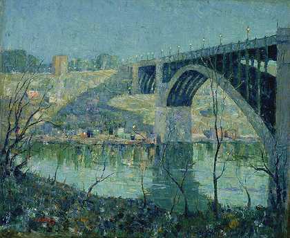 春晚，哈莱姆河`Spring Night, Harlem River by Ernest Lawson