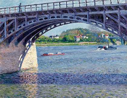 阿根廷和塞纳河的桥梁`Le Pont Dargenteuil Et La Seine (circa 1883) by Gustave Caillebotte