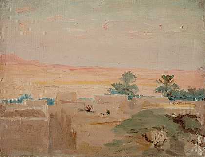 Biskra – 沙漠（晚上）`Biskra – Desert (Evening) (1909) by Jan Ciągliński