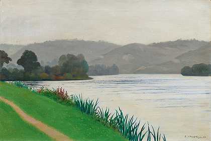 塞纳德在赛车`Seine at Tournedos (1922) by Félix Vallotton