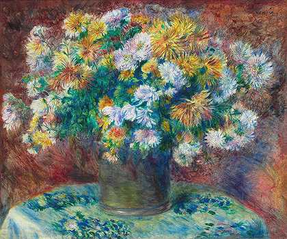 菊花`Chrysanthemums (1881) by Pierre-Auguste Renoir