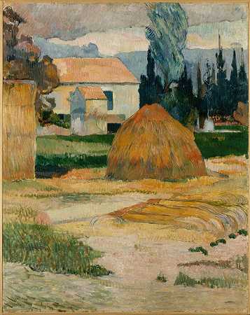 景观在阿尔勒附近`Landscape Near Arles (1888) by Paul Gauguin