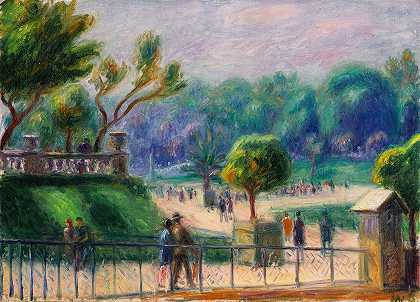 栏杆，卢森堡花园`The Balustrade, Luxembourg Gardens (1926) by William James Glackens