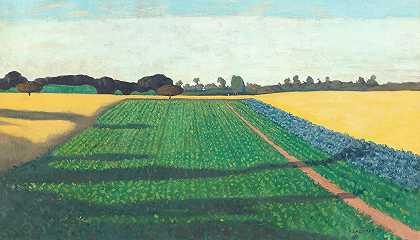 田野，红十字会的高原`The Fields, Plateau Of Red Cross (1914) by Félix Vallotton