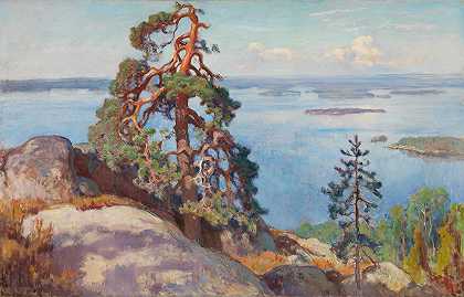 来自koli的景观`Landscape from Koli (1928) by Eero Järnefelt