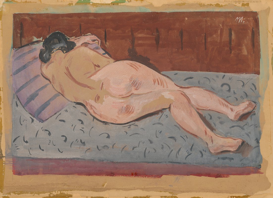 躺椅`Reclining Nude (1930–1939) by Cyprián Majerník