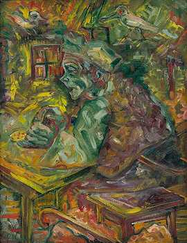 桌旁`At the Table (1940–1944) by Arnold Peter Weisz-Kubínčan 