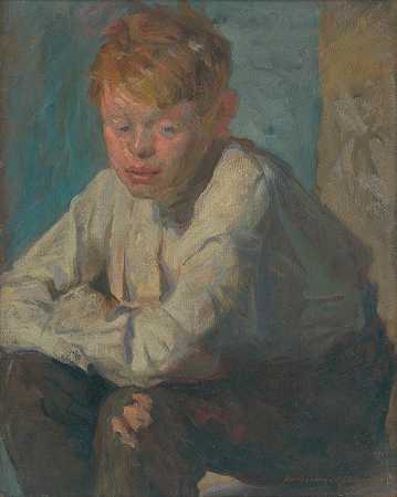 有红色头发的男孩`Boy with red hair (1910–1915) by Elemír Halász-Hradil