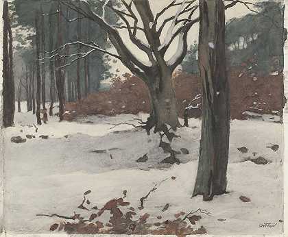 Sneeeuw Bomen in.`Bomen in de sneeuw (c. 1870 c. 1923) by Willem Witsen