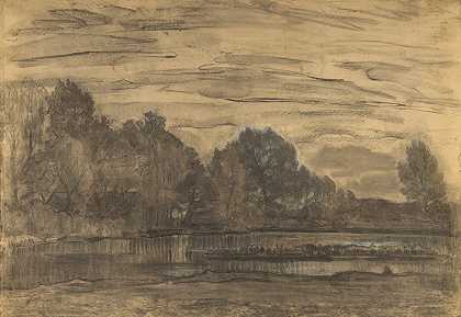 萨斯沃尔德附近的芬`Fen near Saasveld (ca. 1907) by Piet Mondrian