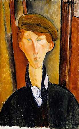 有盖帽的年轻人`Young Man with a Cap (early 20th century) by Amedeo Modigliani