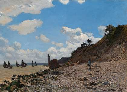 翁弗勒尔的海滩`The Beach at Honfleur (1864 1866) by Claude Monet
