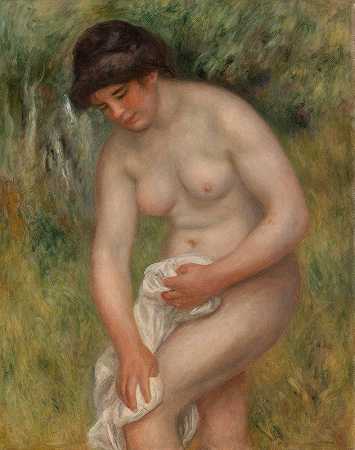 Bather干燥自己（Baigner s，擦拭）`Bather Drying Herself (Baigneuse sessuyant) (c. 1901–1902) by Pierre-Auguste Renoir