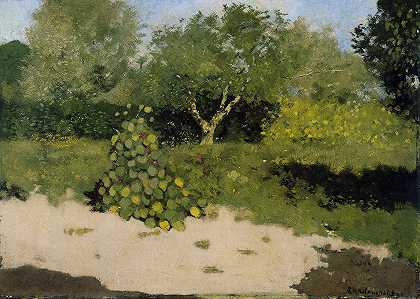 花园的角落与nasturtiums`Corner of a Garden with Nasturtiums (1891) by Richard Nicolaüs Roland Holst