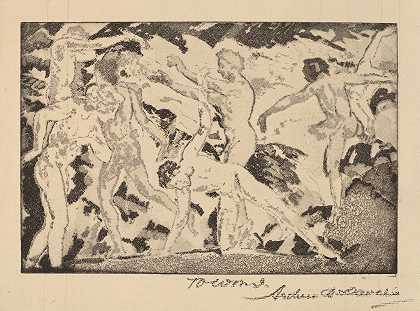 由Caliban.`By the Caliban (1919~1920) by Arthur Bowen Davies