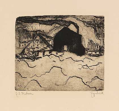 Sandbagger An der Elbe`Sandbagger an der Elbe (1908) by Ernst Ludwig Kirchner