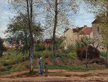 景观在louveciennes.`Landscape at Louveciennes (1870) by Camille Pissarro