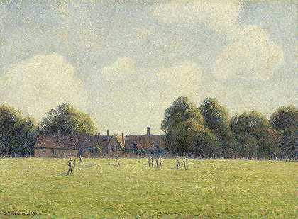 汉普顿苑绿色`Hampton Court Green (1891) by Camille Pissarro