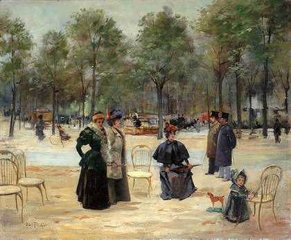 对香榭丽舍大街`Aux Champs~Élysées (1895) by Louis Abel-Truchet