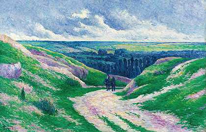 Moulineux Sur Oise附近的景观`Paysage Près De Moulineux Sur Oise (circa 1902~03) by Maximilien Luce