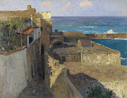 enge气体在forio`Enge Gasse in Forio by Alfred Zoff