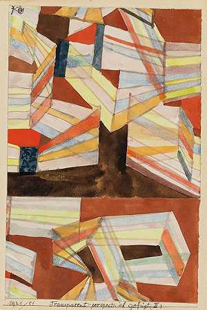 透明 – 透视 – 吉维特（II）`Transparent~perspectivisch gefügt (II.) (1921) by Paul Klee