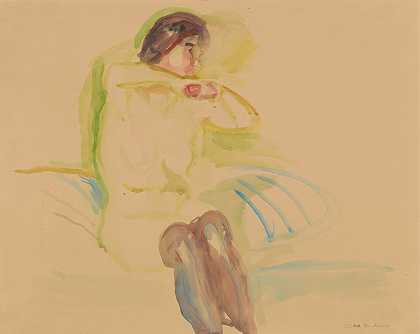 Sittede Kvinneakt.`Sittende kvinneakt (Ca 1920) by Edvard Munch