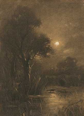 晚上景观`Evening Landscape (1892) by Ladislav Mednyánszky