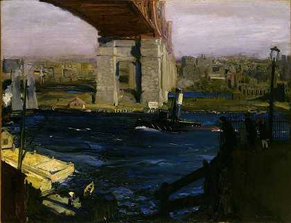 桥梁，布莱克威尔岛`Bridge, Blackwell’s Island by George Wesley Bellows