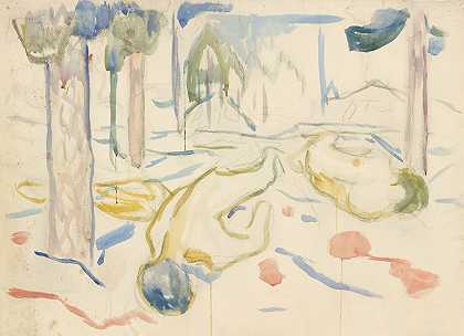 Landskap ogdødekropper`Landskap og døde kropper (1912) by Edvard Munch