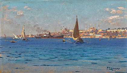 关闭Seraglio Point.`Off Seraglio Point (1905) by Fausto Zonaro