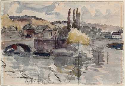 Corneille Bridge在Rouen`Pont Corneille à Rouen by Camille Pissarro