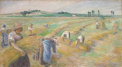 丰收`The Harvest by Camille Pissarro