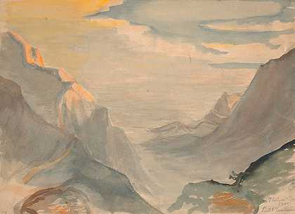 Italysk Bjerglandskab.`Italiensk bjerglandskab (1905) by Poul Simon Christiansen