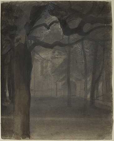 靖国神社在公园（Duboj）`Shrine in a park (Duboj) (1896~1897) by Józef Pankiewicz