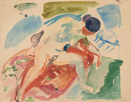 女性`Female Nude (1919~1924) by Edvard Munch