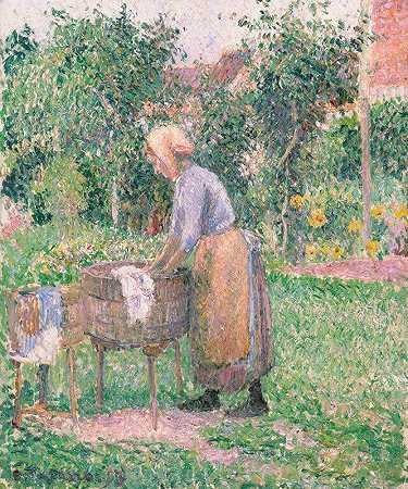 在iTerragny的狼人`A Washerwoman at Éragny (1893) by Camille Pissarro