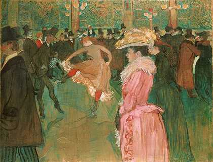 在Moulin Rouge-舞蹈`At the Moulin Rouge~ The Dance by Henri de Toulouse-Lautrec