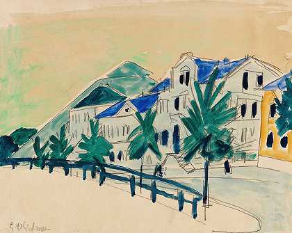 HäuserMitAllee.`Häuser mit Allee (1910) by Ernst Ludwig Kirchner