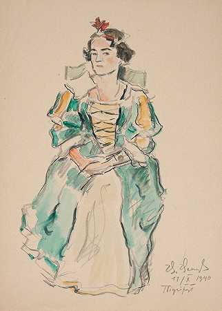 Tstumium Kobife（Aktorki）W Stroju HistoryCznym`Studium kobiety (aktorki) w stroju historycznym (1940) by Ivan Ivanec