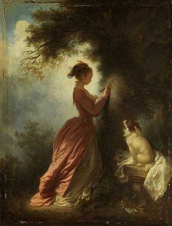 爱的形象（记忆）`Le chiffre damour (The Souvenir) (c.1775 ~ c.1780) by Jean-Honoré Fragonard