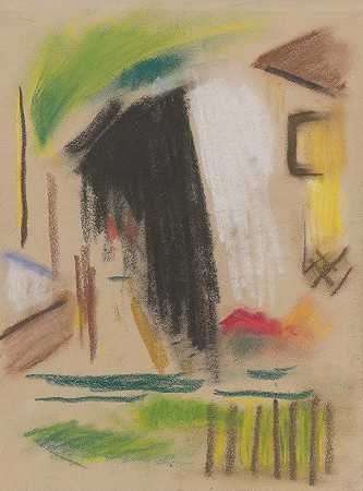 房子有篱笆`House with a Fence (1931~1932) by Zolo Palugyay