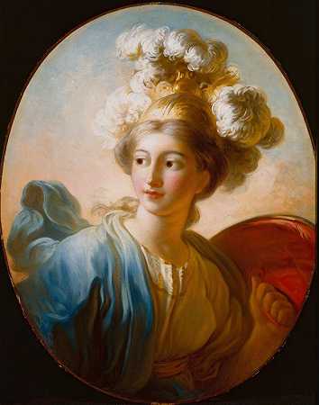 女神Minerva.`The Goddess Minerva (ca. 1772) by Jean-Honoré Fragonard