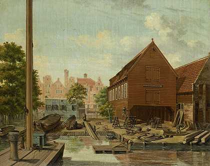 造船厂;D;荷兰舍省贵宾;在竞技场Eiland，阿姆斯特丹`The Shipyard ;DHollandsche Tuin on Bickers Eiland, Amsterdam (1823) by Pieter Godfried Bertichen