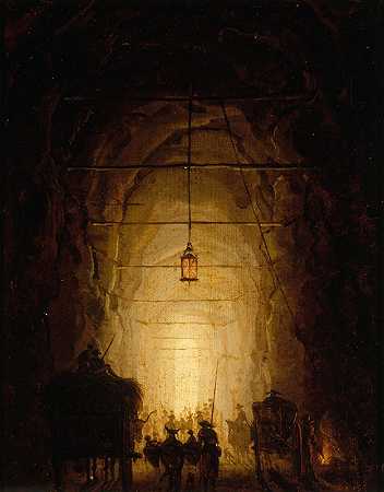Pausilippe的洞穴`La Grotte du Pausilippe (1760~1761) by Hubert Robert
