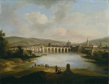 镇`View of a Town by Christian Wilhelm Ernst Dietrich