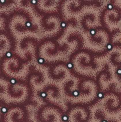 在滚动的分支背景的散落的珍珠纺织品设计`Textile Design of Scattered Pealrs over a Background of Scrolling Branches (1840)