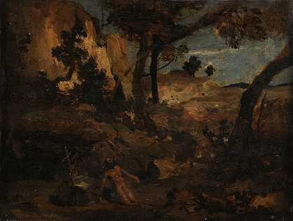 圣杰姆`Saint Jérôme (after 1837) by Jean-Baptiste-Camille Corot