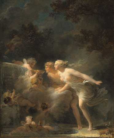 爱的喷泉`The Fountain of Love (1785) by Jean-Honoré Fragonard